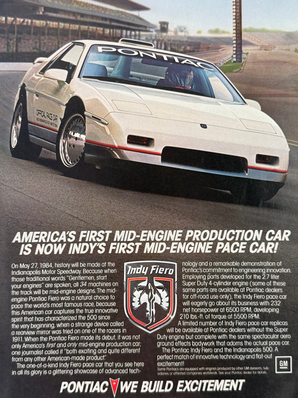 Pontiac Fiero Pace Car Poster