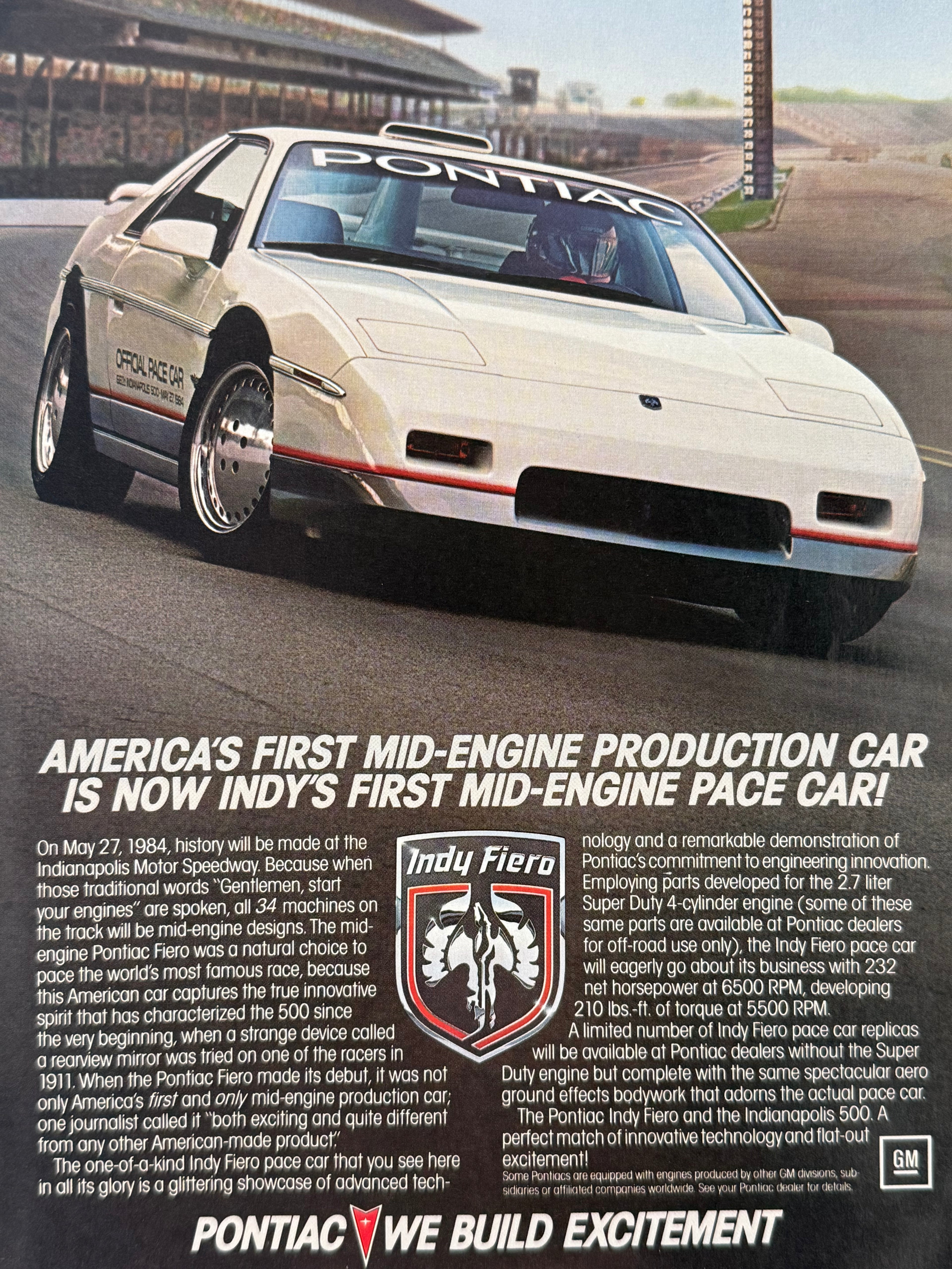 Pontiac Fiero Pace Car Poster